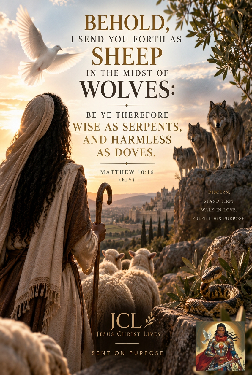 Matthew 10:16 artwork with Prayer Warrior for Life avatar watermark